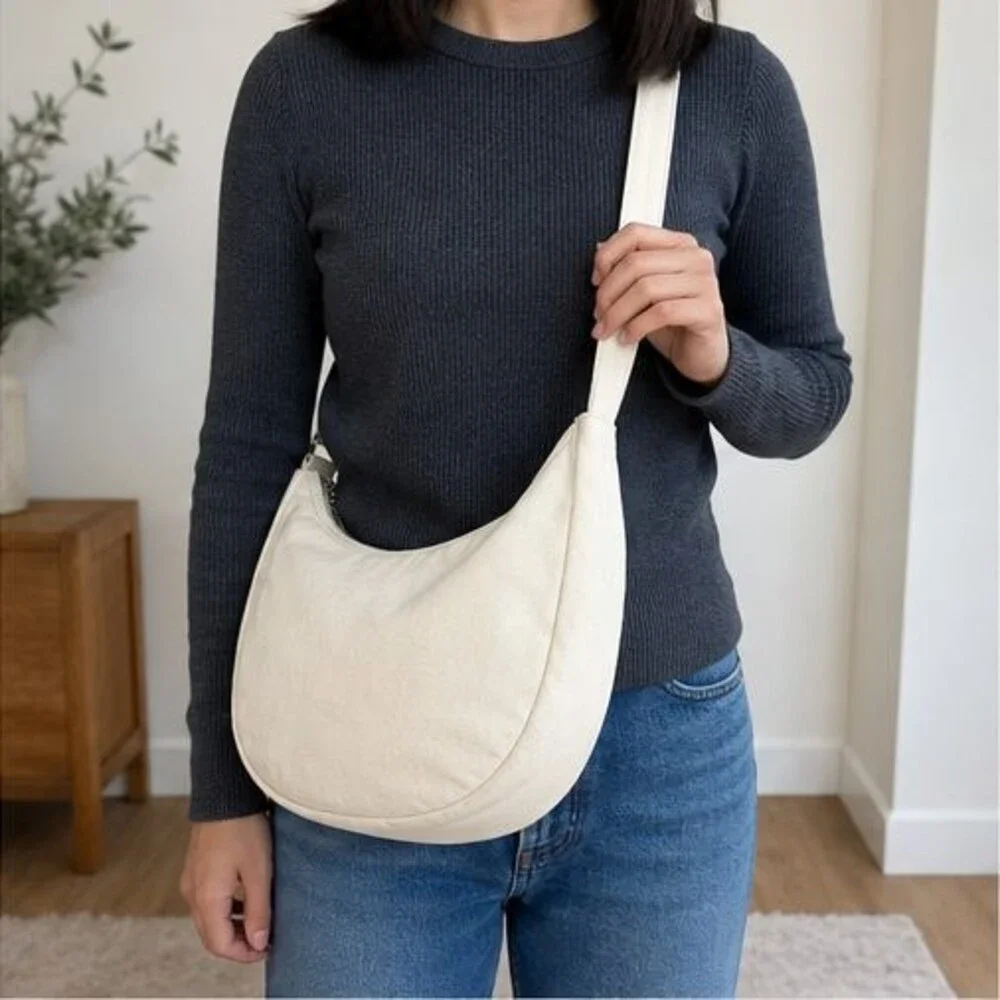 Cream Canvas Crossbody Bag